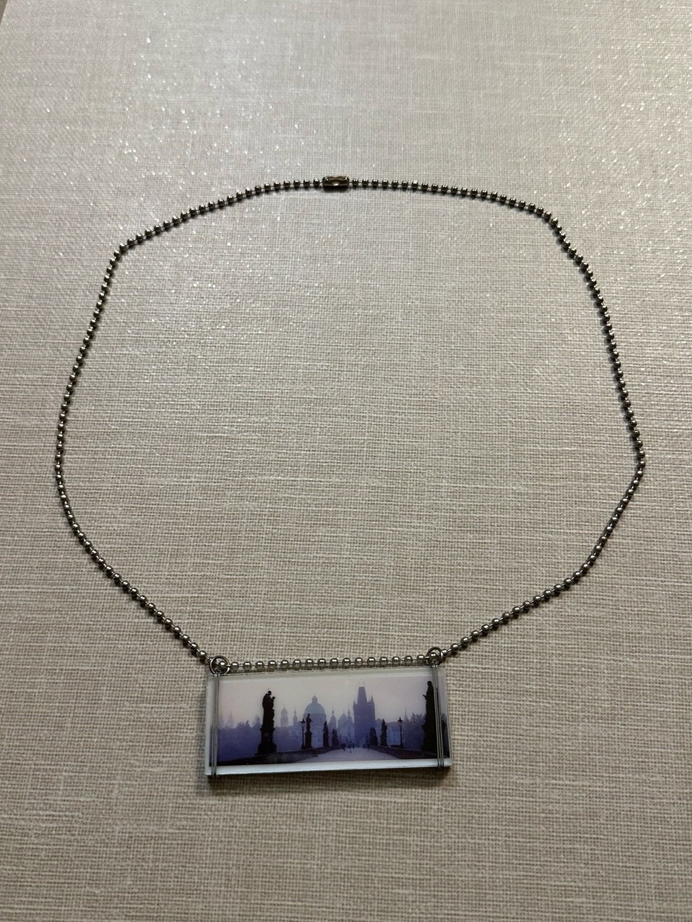 Prague Charles Bridge Photo Pendant Necklace – Artistic Cityscape